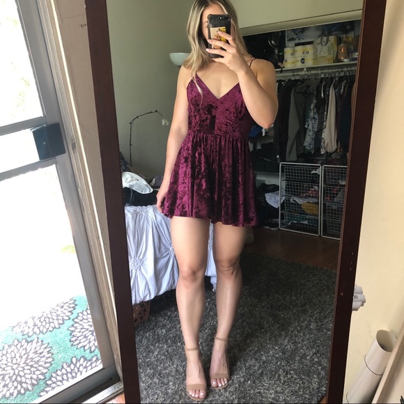 SOLD Urban Outfitters Velvet Romper - Picture 1 of 2